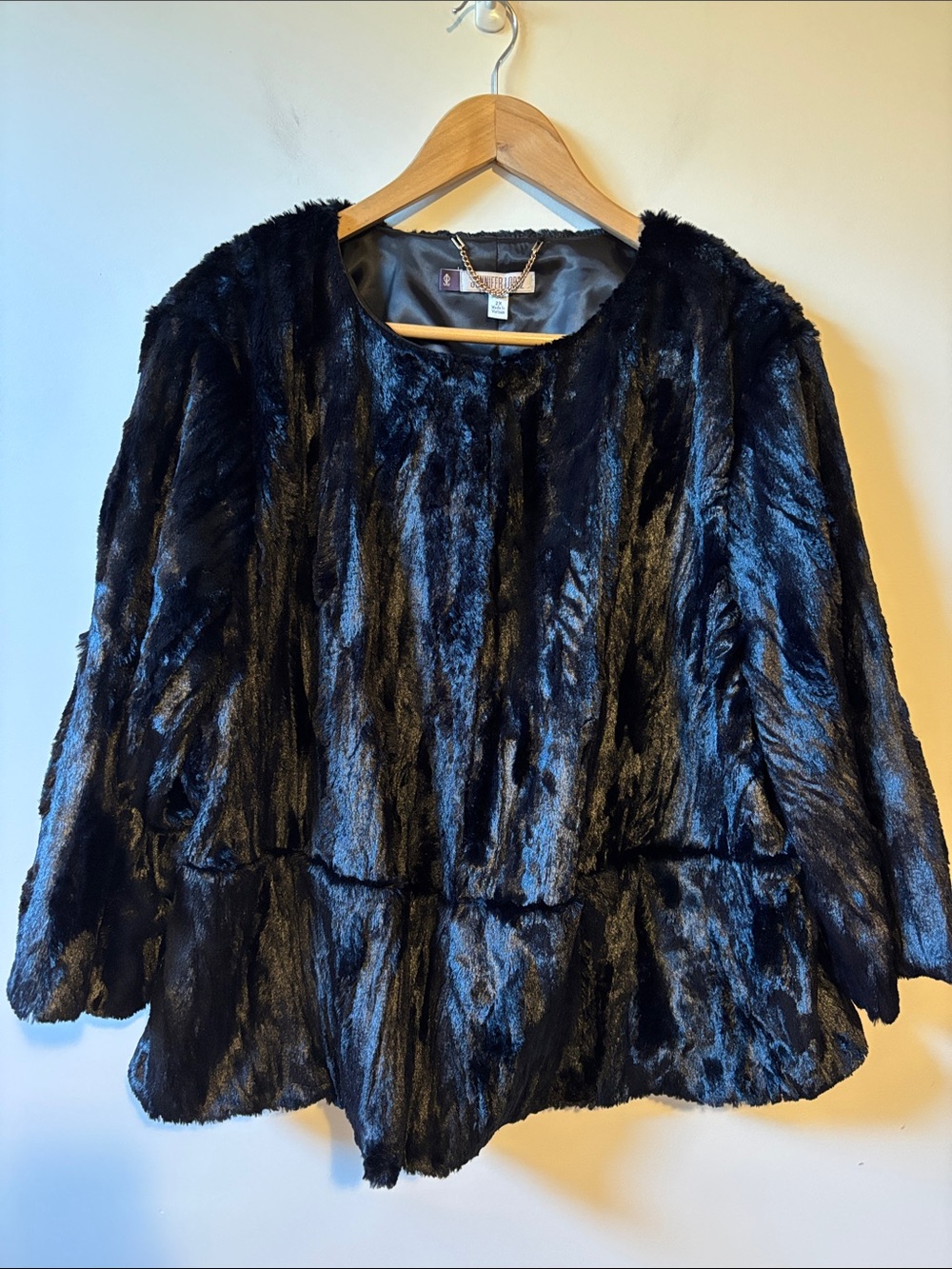 Jennifer Lopez Black Faux Fur Jacket